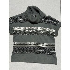 Fashion Bug Womens 2X Gray Fair Isle Turtleneck Sweater Vest Cap Sleeve Knit